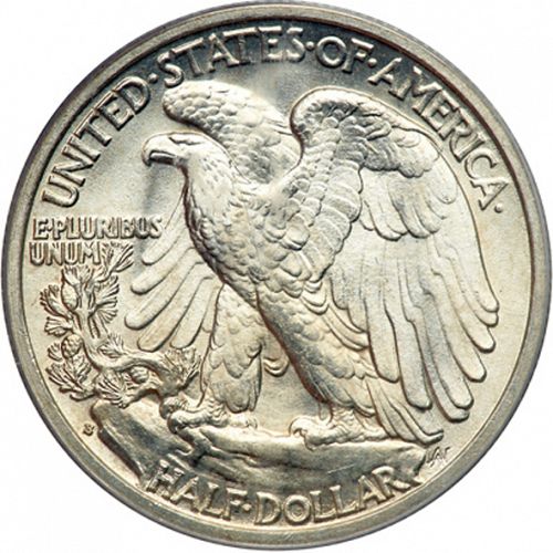 50 cent Reverse Image minted in UNITED STATES in 1937S (Walking Liberty - Mintmark on reverse)  - The Coin Database