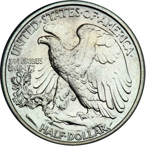 50 cent Reverse Image minted in UNITED STATES in 1938 (Walking Liberty - Mintmark on reverse)  - The Coin Database