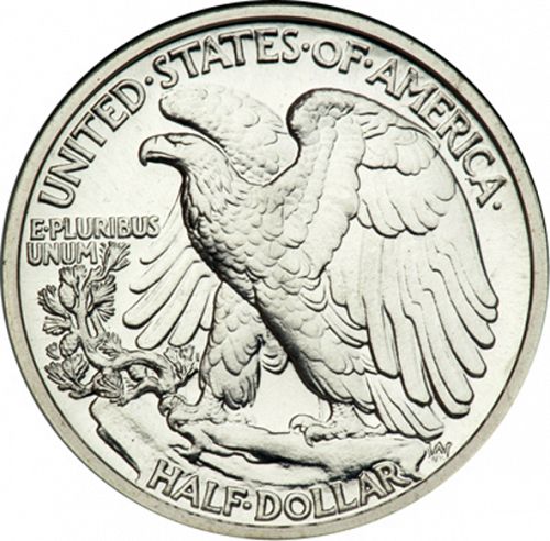 50 cent Reverse Image minted in UNITED STATES in 1942 (Walking Liberty - Mintmark on reverse)  - The Coin Database