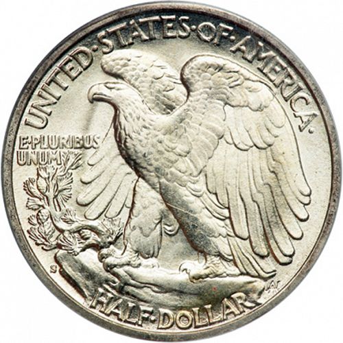50 cent Reverse Image minted in UNITED STATES in 1943S (Walking Liberty - Mintmark on reverse)  - The Coin Database
