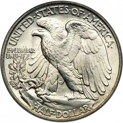 50 cent Reverse Image minted in UNITED STATES in 1946 (Walking Liberty - Mintmark on reverse)  - The Coin Database