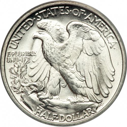 50 cent Reverse Image minted in UNITED STATES in 1946S (Walking Liberty - Mintmark on reverse)  - The Coin Database