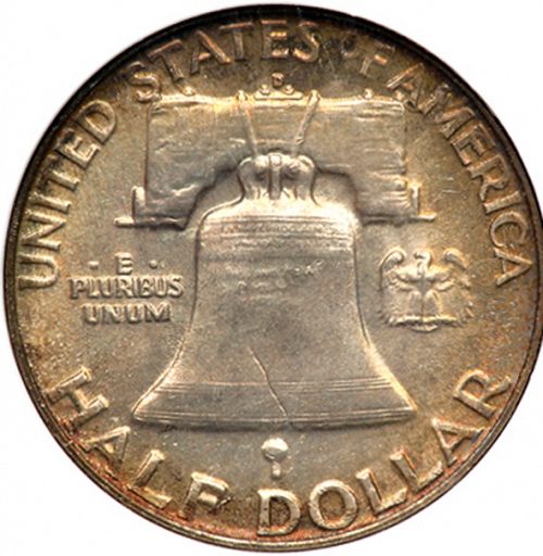 50 cent Reverse Image minted in UNITED STATES in 1954D (Franklin)  - The Coin Database