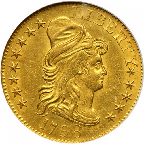 5 dollar Obverse Image minted in UNITED STATES in 1798 (Liberty Cap - Small eagle)  - The Coin Database