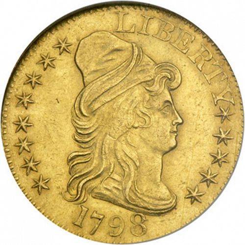 5 dollar Obverse Image minted in UNITED STATES in 1798 (Liberty Cap - Heraldic eagle)  - The Coin Database