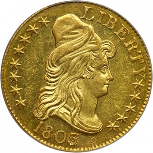 5 dollar Obverse Image minted in UNITED STATES in 1803 (Liberty Cap - Heraldic eagle)  - The Coin Database
