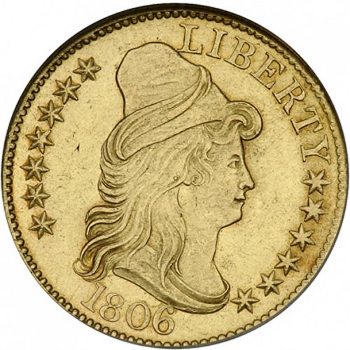 5 dollar Obverse Image minted in UNITED STATES in 1806 (Liberty Cap - Heraldic eagle)  - The Coin Database
