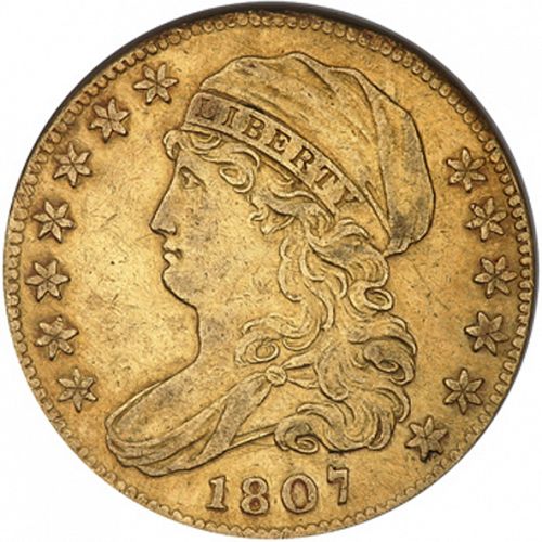 5 dollar Obverse Image minted in UNITED STATES in 1807 (Liberty Cap - Heraldic eagle)  - The Coin Database