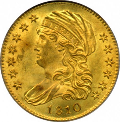 5 dollar Obverse Image minted in UNITED STATES in 1810 (Turban Head - Capped draped bust)  - The Coin Database