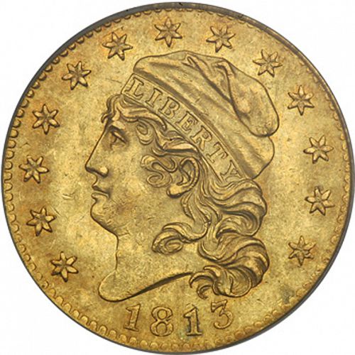 5 dollar Obverse Image minted in UNITED STATES in 1813 (Turban Head - Capped head)  - The Coin Database