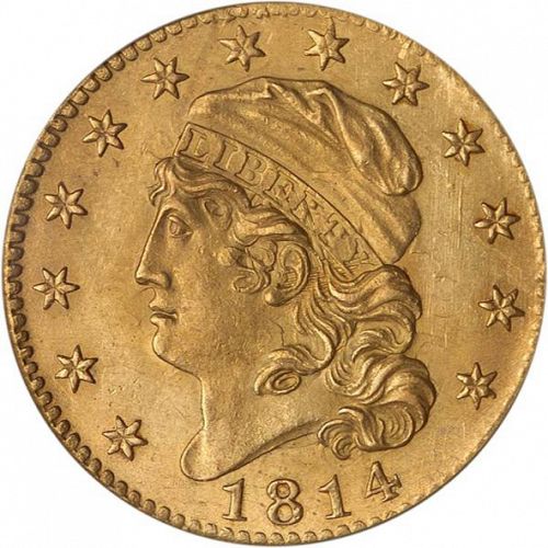 5 dollar Obverse Image minted in UNITED STATES in 1814 (Turban Head - Capped head)  - The Coin Database