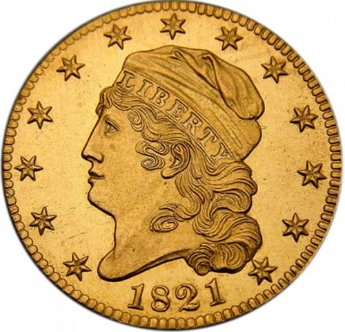 5 dollar Obverse Image minted in UNITED STATES in 1821 (Turban Head - Capped head)  - The Coin Database