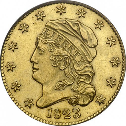 5 dollar Obverse Image minted in UNITED STATES in 1823 (Turban Head - Capped head)  - The Coin Database