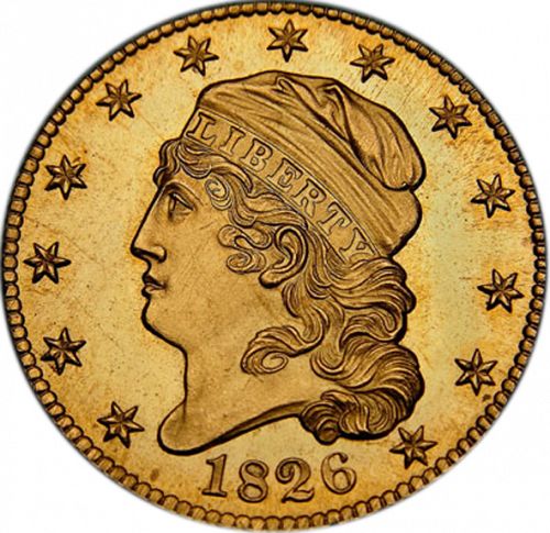 5 dollar Obverse Image minted in UNITED STATES in 1826 (Turban Head - Capped head)  - The Coin Database