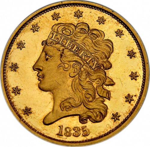 5 dollar Obverse Image minted in UNITED STATES in 1835 (Liberty without Turban)  - The Coin Database