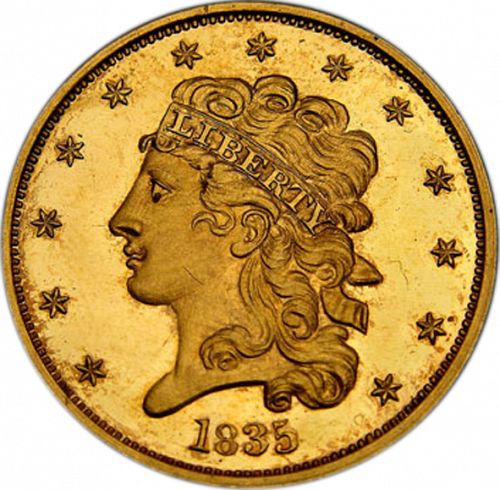 5 dollar Obverse Image minted in UNITED STATES in 1835 (Liberty without Turban)  - The Coin Database