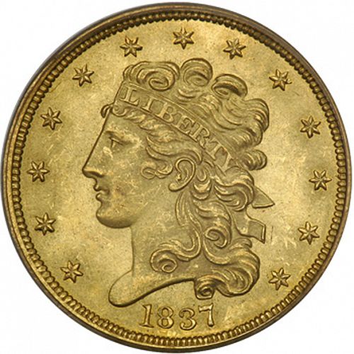 5 dollar Obverse Image minted in UNITED STATES in 1837 (Liberty without Turban)  - The Coin Database