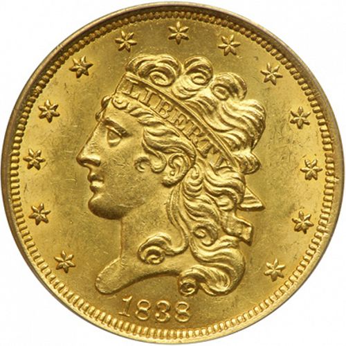 5 dollar Obverse Image minted in UNITED STATES in 1838 (Liberty without Turban)  - The Coin Database