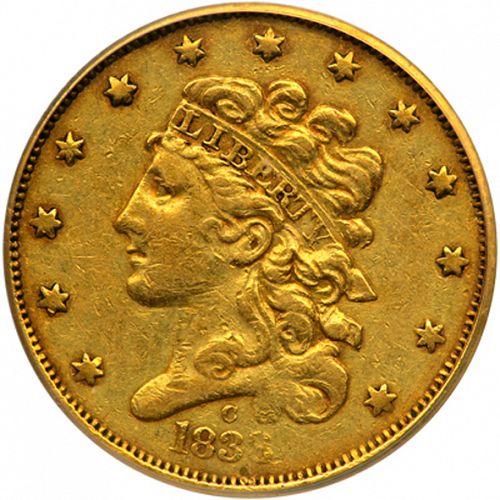 5 dollar Obverse Image minted in UNITED STATES in 1838C (Liberty without Turban)  - The Coin Database