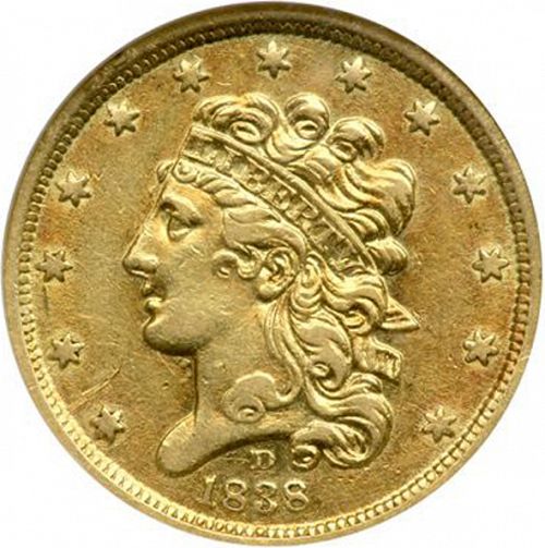 5 dollar Obverse Image minted in UNITED STATES in 1838D (Liberty without Turban)  - The Coin Database