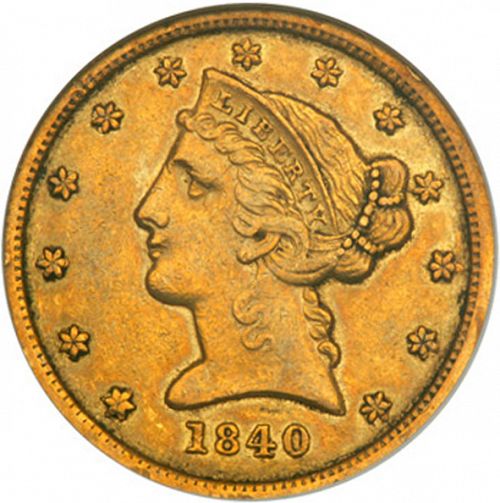 5 dollar Obverse Image minted in UNITED STATES in 1840D (Coronet Head - No motto)  - The Coin Database