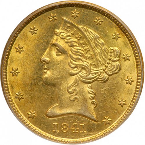 5 dollar Obverse Image minted in UNITED STATES in 1841 (Coronet Head - No motto)  - The Coin Database