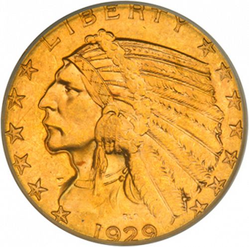 5 dollar Obverse Image minted in UNITED STATES in 1929 (Indian Head)  - The Coin Database