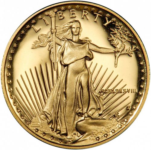 Bullion Obverse Image minted in UNITED STATES in 1988P (American Eagle -  Gold 5 $)  - The Coin Database