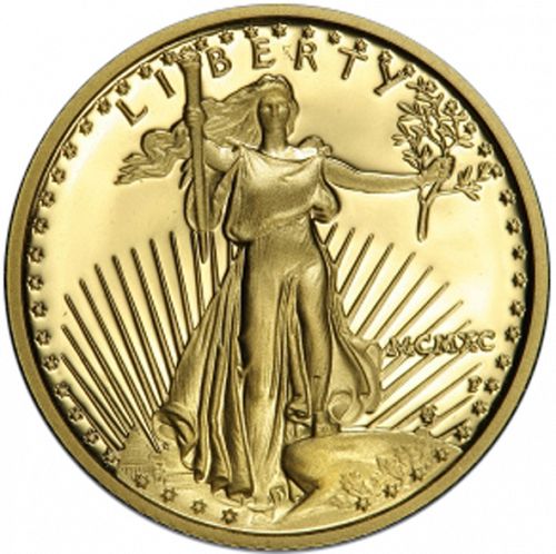 Bullion Obverse Image minted in UNITED STATES in 1990P (American Eagle -  Gold 5 $)  - The Coin Database
