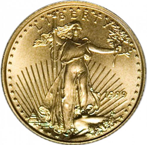 Bullion Obverse Image minted in UNITED STATES in 1999 (American Eagle -  Gold 5 $)  - The Coin Database