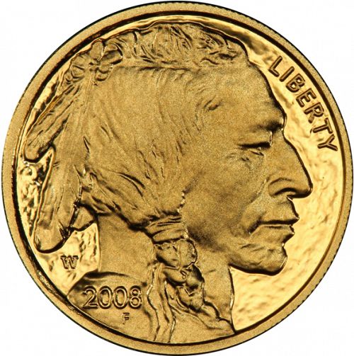 Bullion Obverse Image minted in UNITED STATES in 2008W (Gold Buffalo -  Gold 5 $)  - The Coin Database