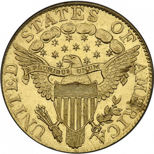 5 dollar Reverse Image minted in UNITED STATES in 1800 (Liberty Cap - Heraldic eagle)  - The Coin Database