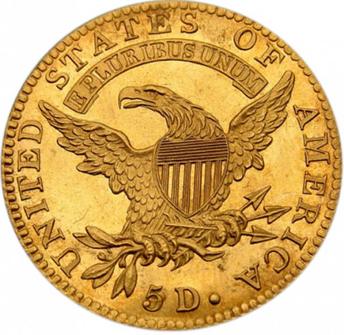 5 dollar Reverse Image minted in UNITED STATES in 1821 (Turban Head - Capped head)  - The Coin Database