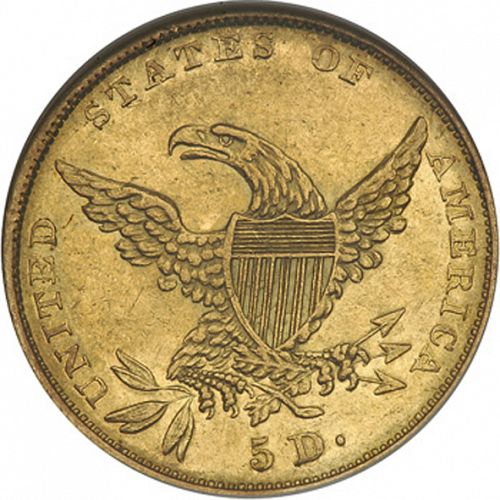 5 dollar Reverse Image minted in UNITED STATES in 1834 (Liberty without Turban)  - The Coin Database