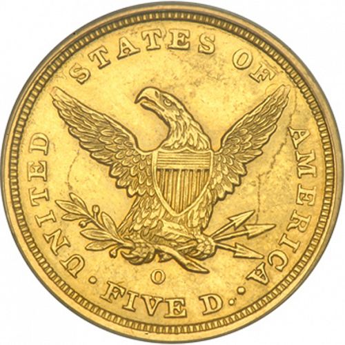 5 dollar Reverse Image minted in UNITED STATES in 1840O (Coronet Head - No motto)  - The Coin Database