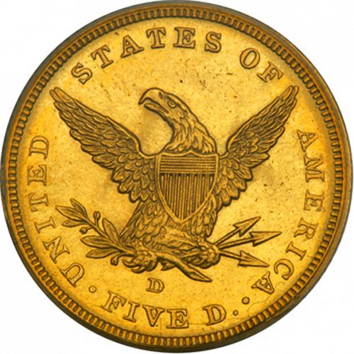 5 dollar Reverse Image minted in UNITED STATES in 1842D (Coronet Head - No motto)  - The Coin Database