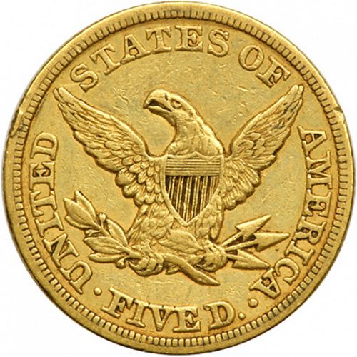 5 dollar Reverse Image minted in UNITED STATES in 1845 (Coronet Head - No motto)  - The Coin Database