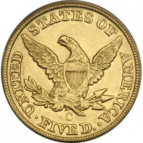 5 dollar Reverse Image minted in UNITED STATES in 1846C (Coronet Head - No motto)  - The Coin Database