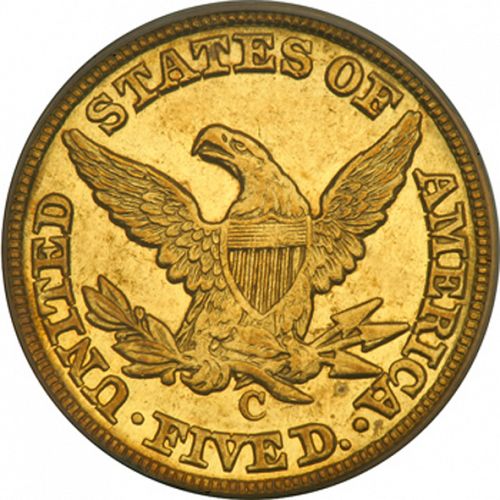 5 dollar Reverse Image minted in UNITED STATES in 1848C (Coronet Head - No motto)  - The Coin Database