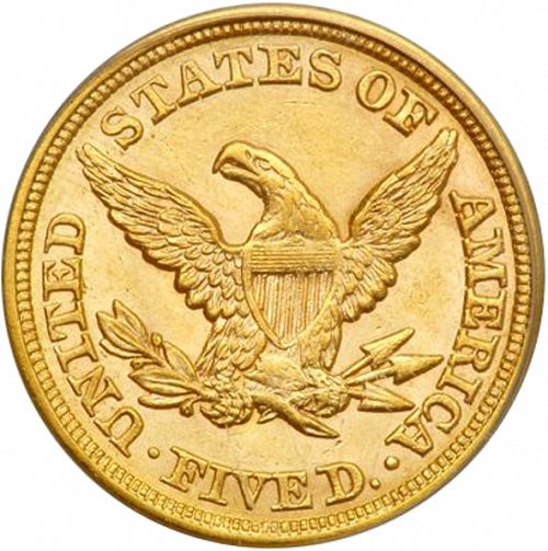 5 dollar Reverse Image minted in UNITED STATES in 1852 (Coronet Head - No motto)  - The Coin Database