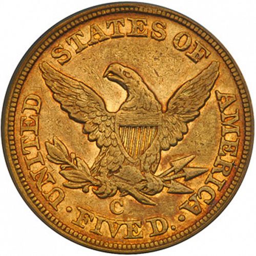 5 dollar Reverse Image minted in UNITED STATES in 1853C (Coronet Head - No motto)  - The Coin Database
