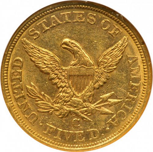 5 dollar Reverse Image minted in UNITED STATES in 1855C (Coronet Head - No motto)  - The Coin Database