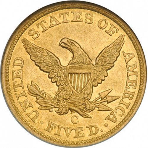 5 dollar Reverse Image minted in UNITED STATES in 1856C (Coronet Head - No motto)  - The Coin Database