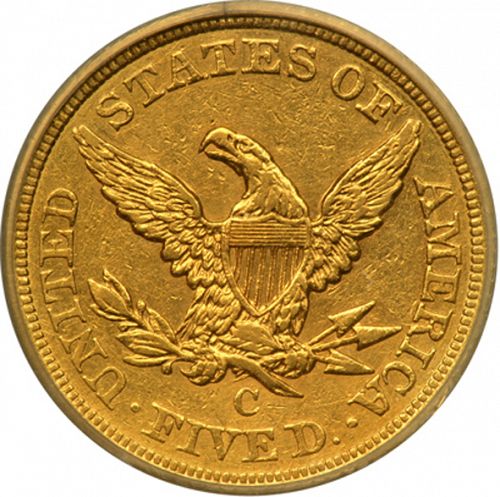 5 dollar Reverse Image minted in UNITED STATES in 1857C (Coronet Head - No motto)  - The Coin Database