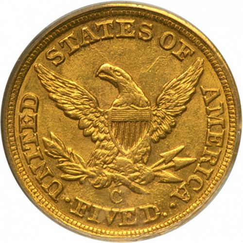 5 dollar Reverse Image minted in UNITED STATES in 1858C (Coronet Head - No motto)  - The Coin Database