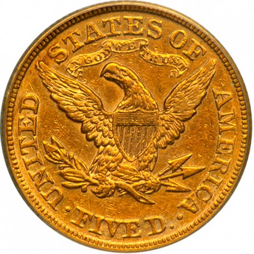 5 dollar Reverse Image minted in UNITED STATES in 1868 (Coronet Head - With motto)  - The Coin Database