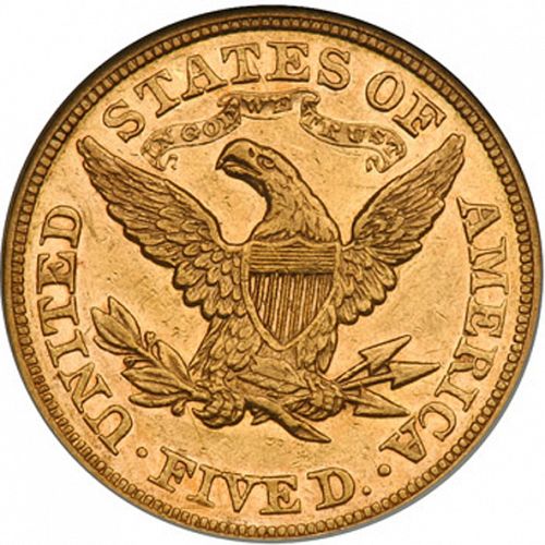 5 dollar Reverse Image minted in UNITED STATES in 1869 (Coronet Head - With motto)  - The Coin Database