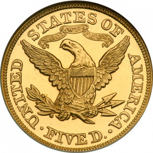 5 dollar Reverse Image minted in UNITED STATES in 1870 (Coronet Head - With motto)  - The Coin Database