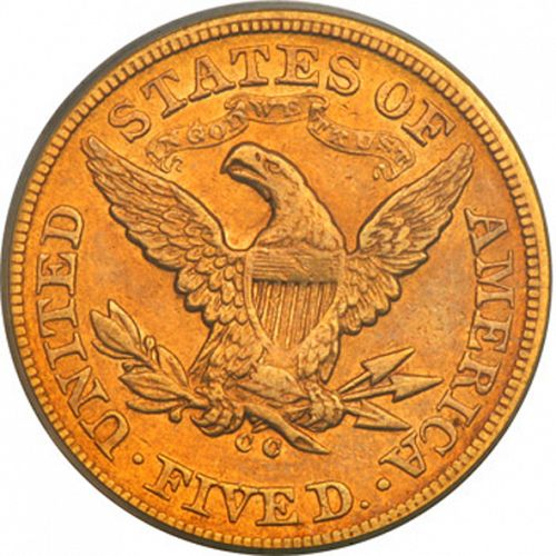 5 dollar Reverse Image minted in UNITED STATES in 1873CC (Coronet Head - With motto)  - The Coin Database