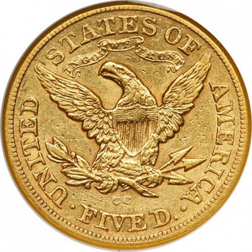 5 dollar Reverse Image minted in UNITED STATES in 1874CC (Coronet Head - With motto)  - The Coin Database